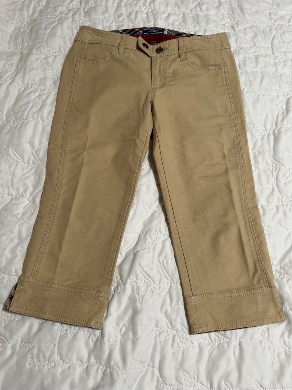 Burberry Blue Label Tan Cotton Cropped Pants